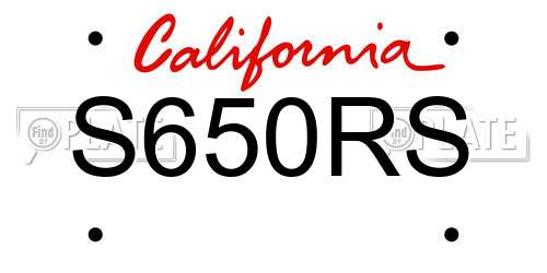 S650RS California License Plate