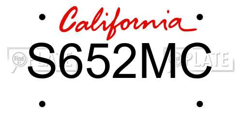 S652MC California License Plate