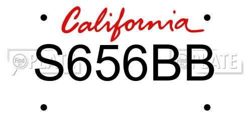 S656BB California License Plate
