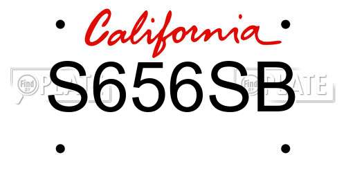 S656SB California License Plate