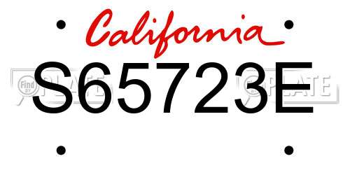 S65723E California License Plate