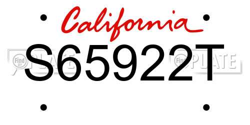 S65922T California License Plate