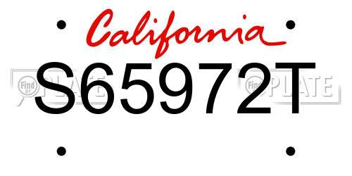 S65972T California License Plate