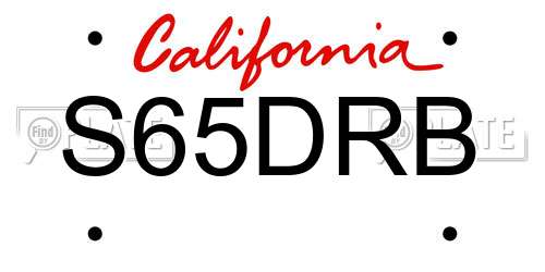 S65DRB California License Plate
