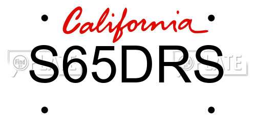 S65DRS California License Plate
