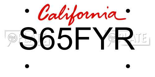 S65FYR California License Plate