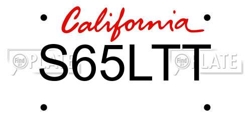 S65LTT California License Plate