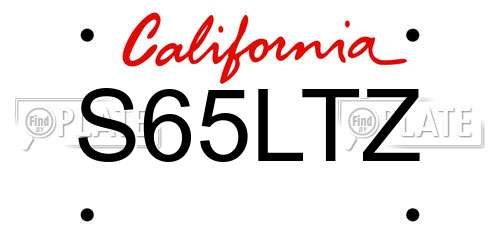 S65LTZ California License Plate