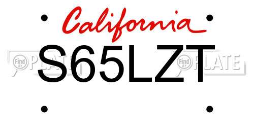 S65LZT California License Plate