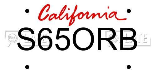 S65ORB California License Plate