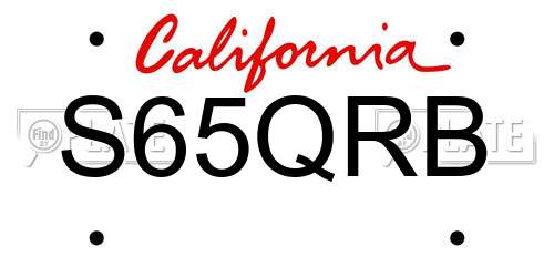 S65QRB California License Plate
