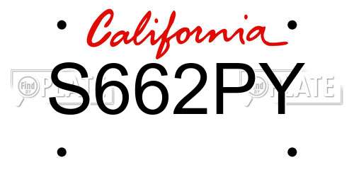 S662PY California License Plate