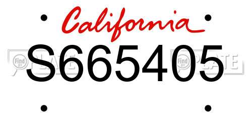 S665405 California License Plate