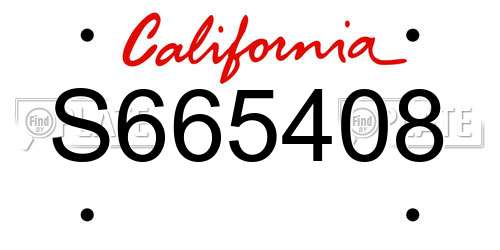 S665408 California License Plate