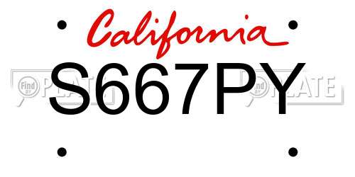 S667PY California License Plate