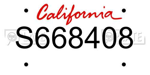 S668408 California License Plate