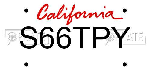 S66TPY California License Plate