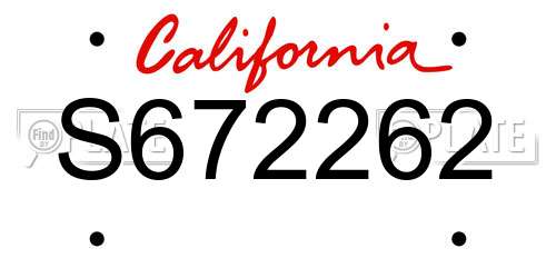 S672262 California License Plate