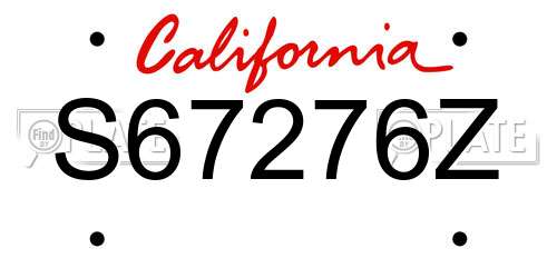 S67276Z California License Plate
