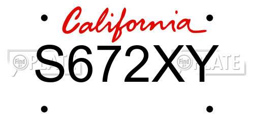 S672XY California License Plate