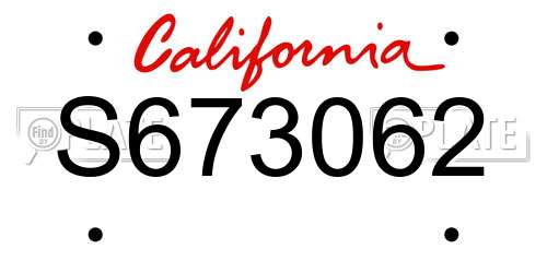 S673062 California License Plate