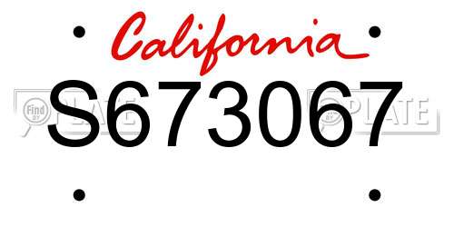 S673067 California License Plate