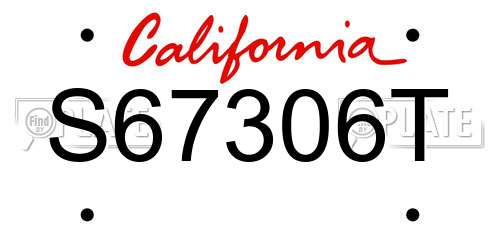 S67306T California License Plate