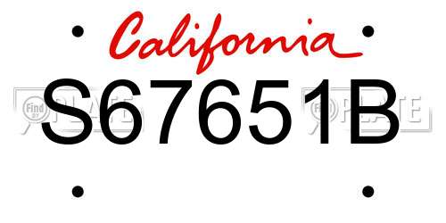 S67651B California License Plate