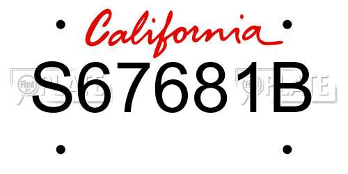 S67681B California License Plate