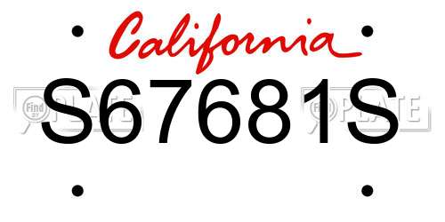 S67681S California License Plate