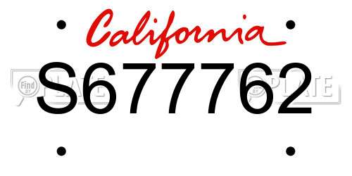 S677762 California License Plate