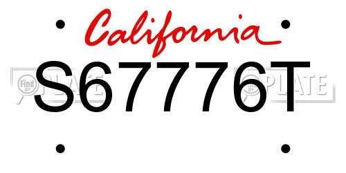 S67776T California License Plate