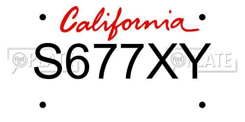 S677XY California License Plate