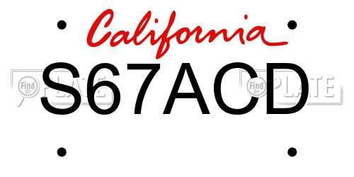 S67ACD California License Plate