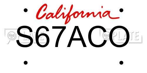 S67ACO California License Plate