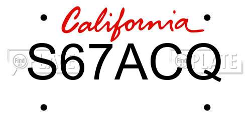 S67ACQ California License Plate