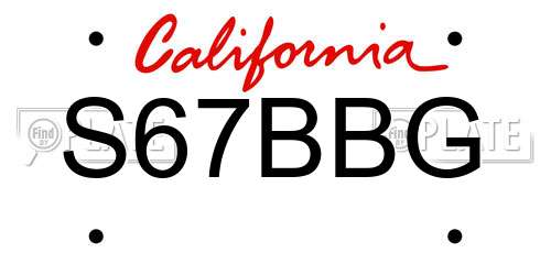 S67BBG California License Plate