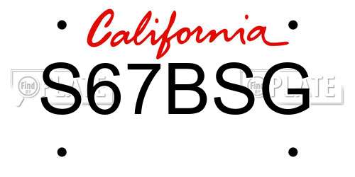 S67BSG California License Plate
