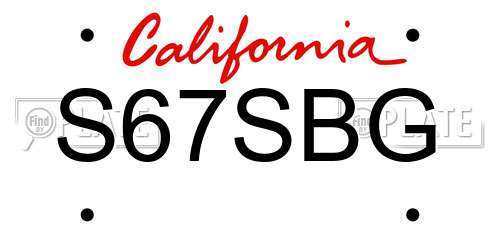 S67SBG California License Plate