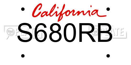 S680RB California License Plate