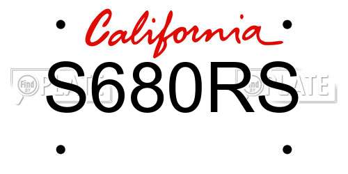 S680RS California License Plate