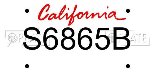 S6865B California License Plate