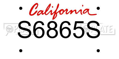 S6865S California License Plate