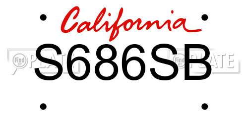 S686SB California License Plate