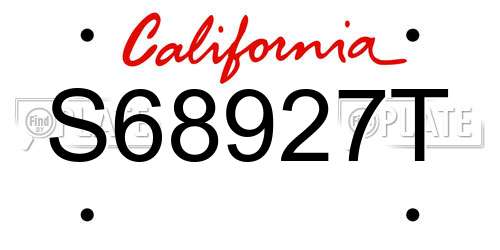 S68927T California License Plate