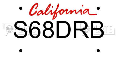 S68DRB California License Plate