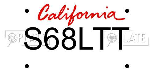 S68LTT California License Plate