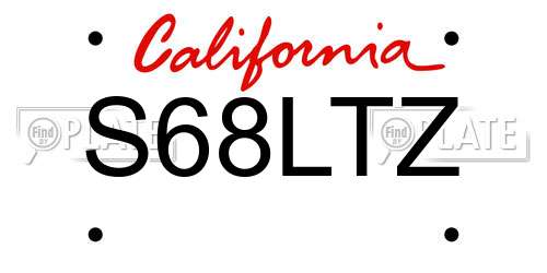 S68LTZ California License Plate