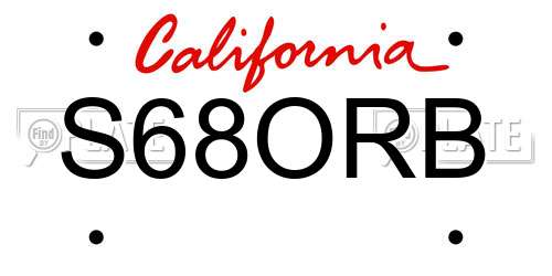 S68ORB California License Plate