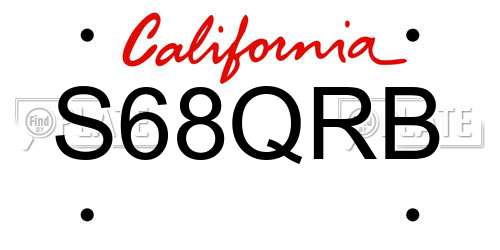S68QRB California License Plate
